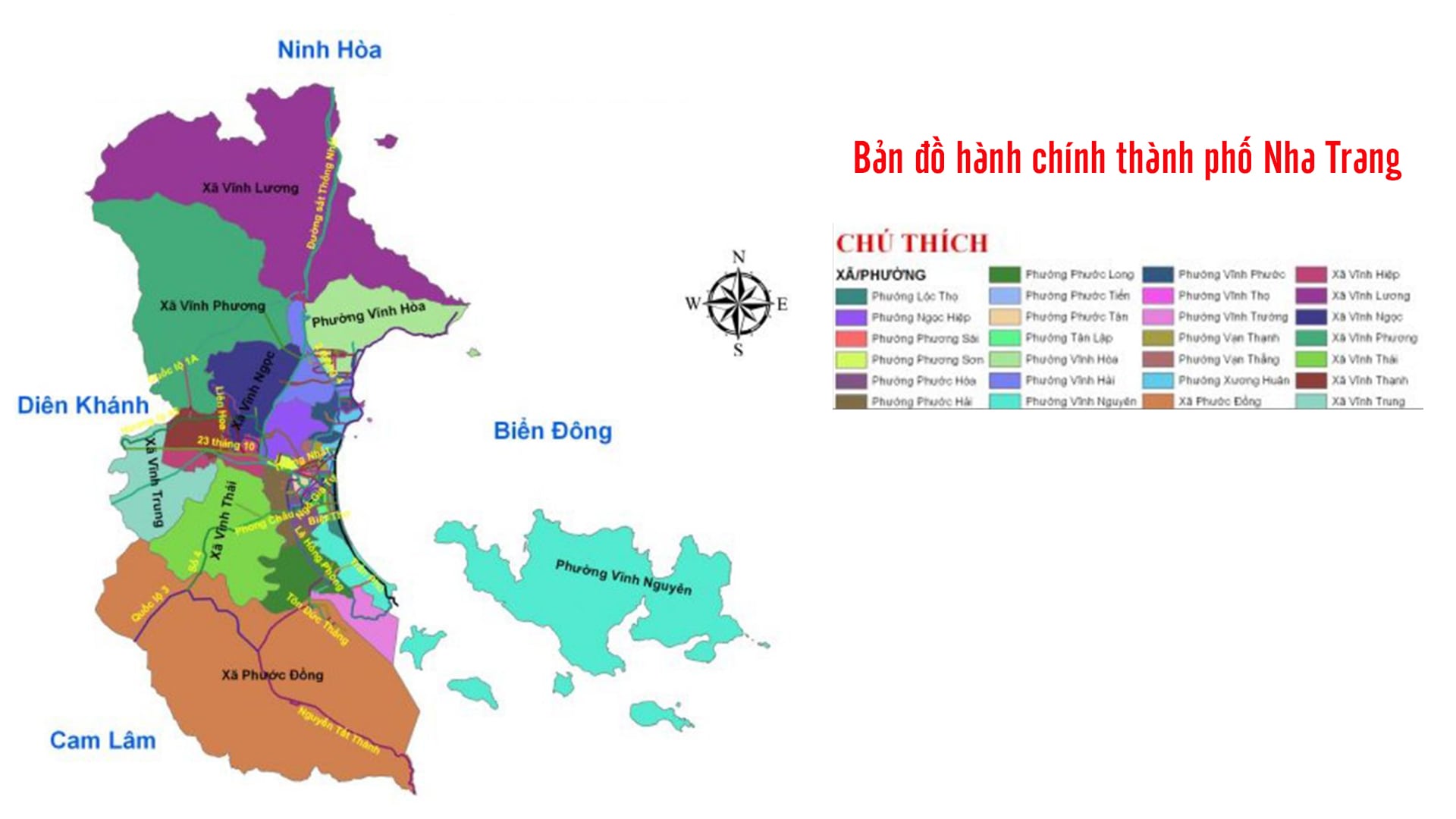 Bản đồng hành chính thành phố Nha Trang